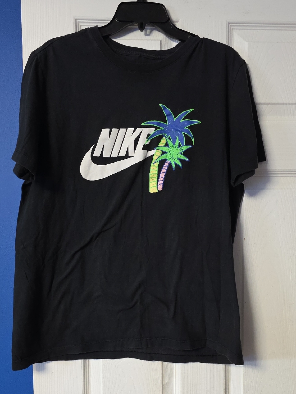 Nike Black Tee with Neon Palm Swoosh